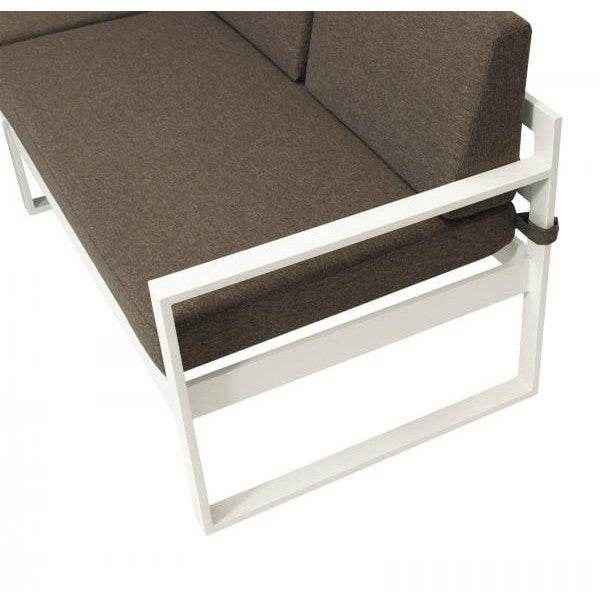 Lounge Set ARESE, Aluminium weiss, Polster dunkelgrau