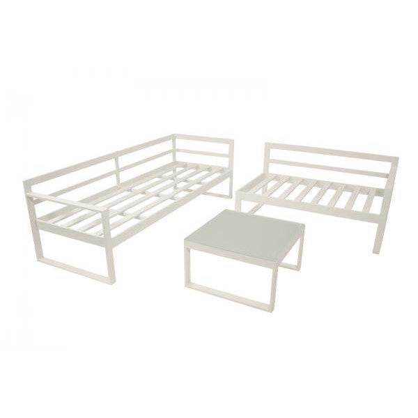 Lounge Set ARESE, Aluminium weiss, Polster dunkelgrau - Palo24