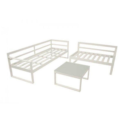 Lounge Set ARESE, Aluminium weiss, Polster dunkelgrau - Palo24