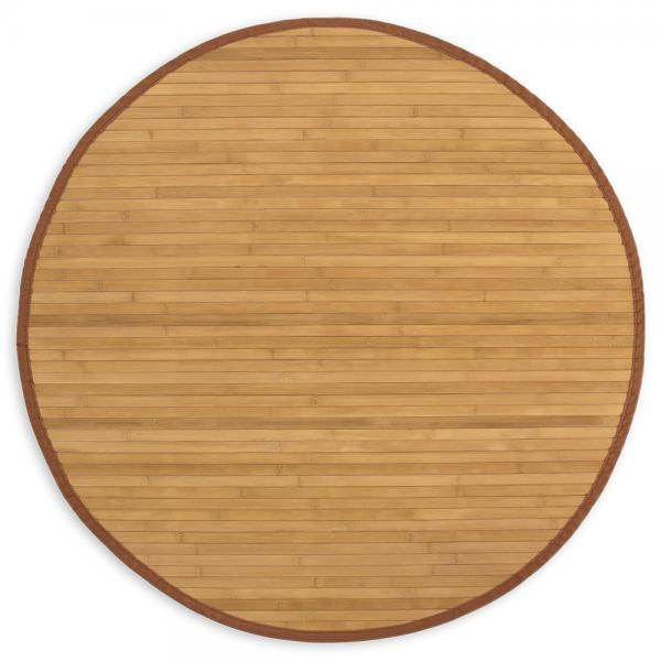 Bambusmatte Bambusteppich 120 cm rund braun Bambus Teppich - Palo24