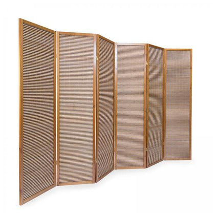 6fach Holz Paravent Raumteiler Bambus braun - Palo24