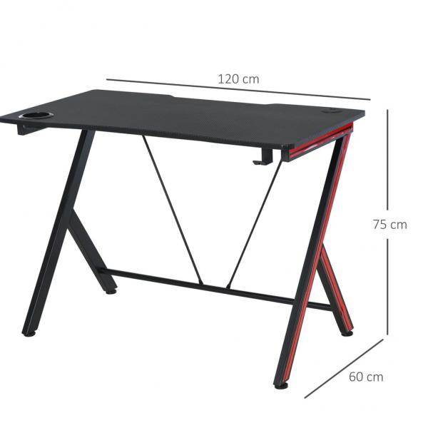 Gaming-Tisch Schreibtisch Computertisch mit Kopfhörerhaken Stahl + MDF Schwarz - Palo24