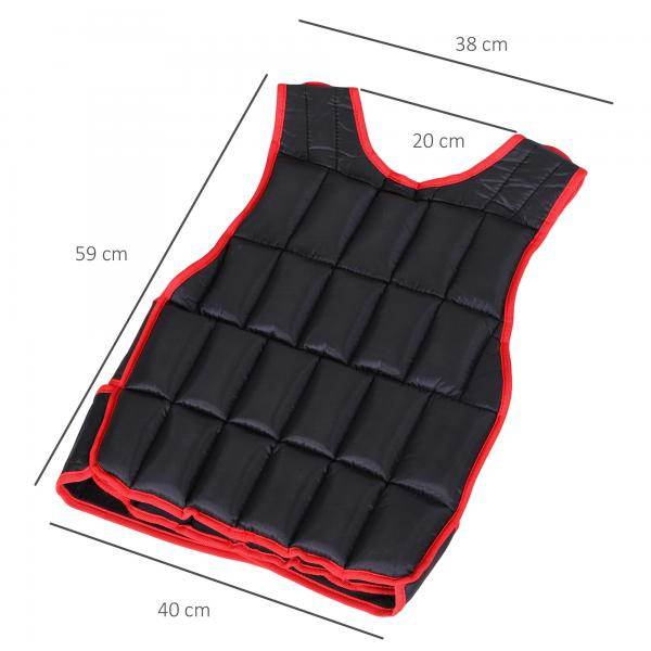 20 kg Trainingsweste einstellbare Gewichtsweste Schwarz+Rot - Palo24