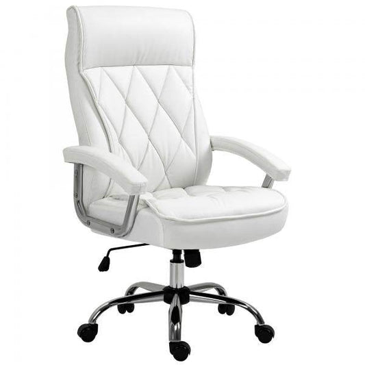 Bürostuhl Drehstuhl mit Wippenfunktion modern PU-Leder Weiss - Palo24