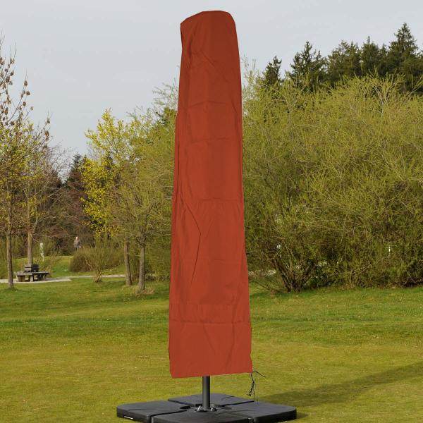 Schutzhülle HWC für Ampelschirm bis 4 m, Abdeckhülle Cover mit Reißverschluss ~ terracotta - Palo24