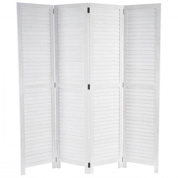 Paravent HWC-C30, Raumteiler Trennwand Sichtschutz, Shabby-Look Vintage, 170x160cm ~ weiss - Palo24