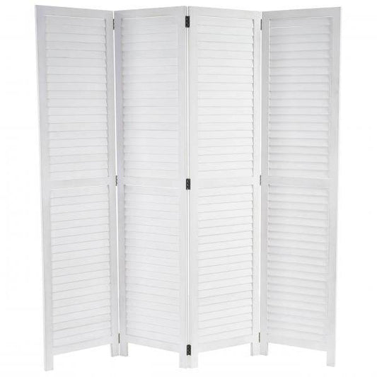 Paravent HWC-C30, Raumteiler Trennwand Sichtschutz, Shabby-Look Vintage, 170x160cm ~ weiss - Palo24