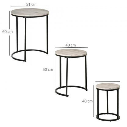Beistelltisch Schwarz+Grau+Weiss 51 cm x 51 cm x 60 cm - Palo24