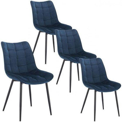 4er-Set Küchenstuhl mit Rückenlehne aus Samt Metallbeine Elif blau - Palo24
