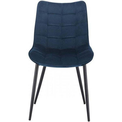 4er-Set Küchenstuhl mit Rückenlehne aus Samt Metallbeine Elif blau - Palo24