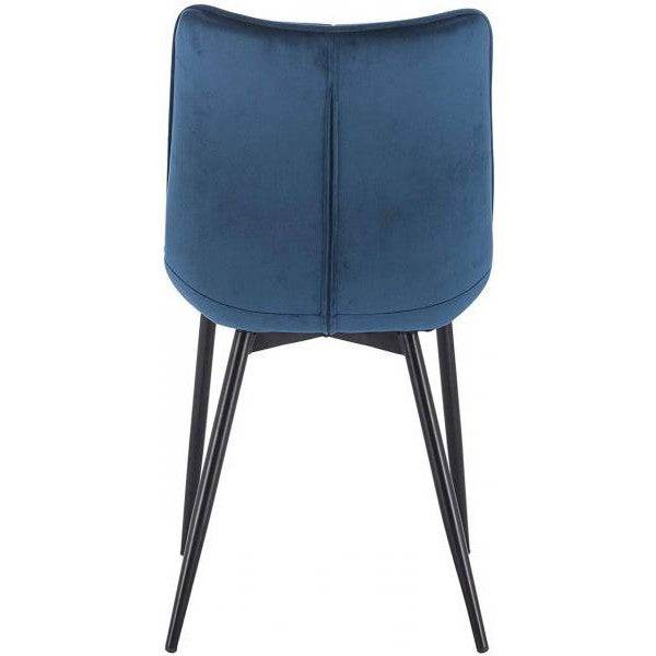 4er-Set Küchenstuhl mit Rückenlehne aus Samt Metallbeine Elif blau - Palo24