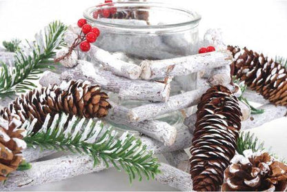 Adventskranz Stern, Weihnachtsdeko Tischdeko, Holz mit Kerzenglas 40x40x12cm weiss-grau - Palo24