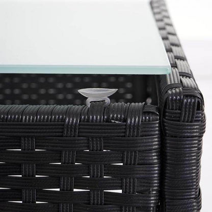 Poly-Rattan Gartentisch Halden, Beistelltisch Tisch mit Glasplatte ~ anthrazit - Palo24