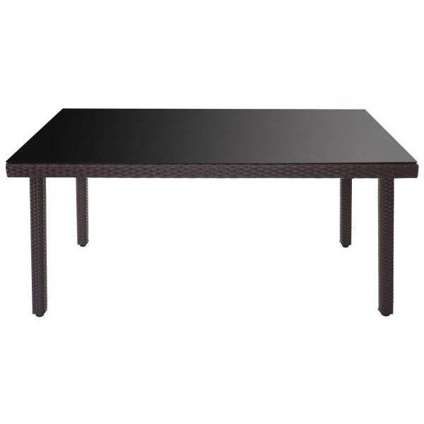 Poly-Rattan Gartentisch Cava, Esstisch Tisch mit Glasplatte, 160x90x74cm ~ braun - Palo24