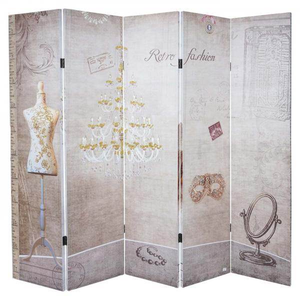 Foto-Paravent Vintage, Raumteiler Trennwand, Glitzer Retro Fashion FSC-zertifiziert ~ 180x200cm - Palo24