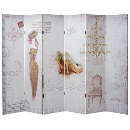 Foto-Paravent Vintage, Raumteiler Trennwand, Glitzer Retro Fashion FSC-zertifiziert ~ 180x240cm - Palo24
