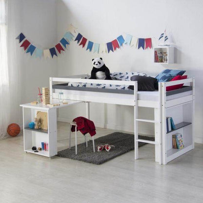 Hochbett Kinderbett 90x200 Weiss Schreibtisch Funktionsbett Jugendbett - Palo24
