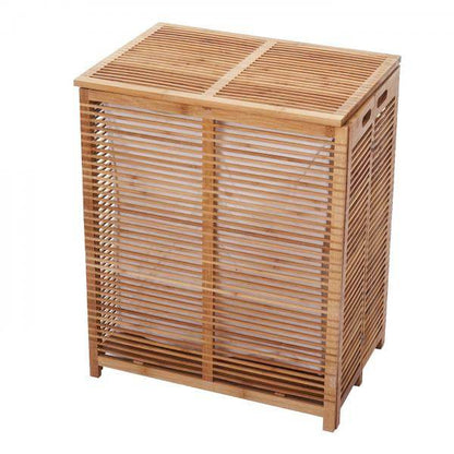 Wäschetruhe HWC-B18, Wäschebox Wäschekorb Wäschesammler, Bambus 61x50x35cm - Palo24