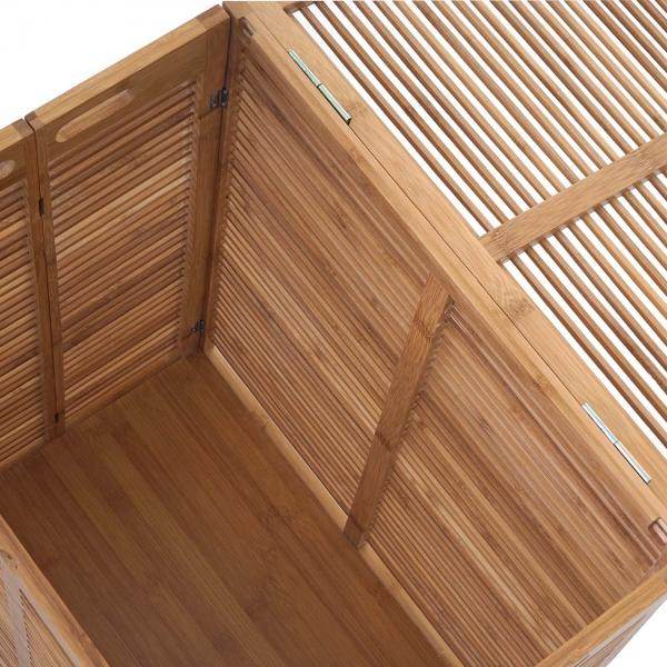 Wäschetruhe HWC-B18, Wäschebox Wäschekorb Wäschesammler, Bambus 61x50x35cm - Palo24