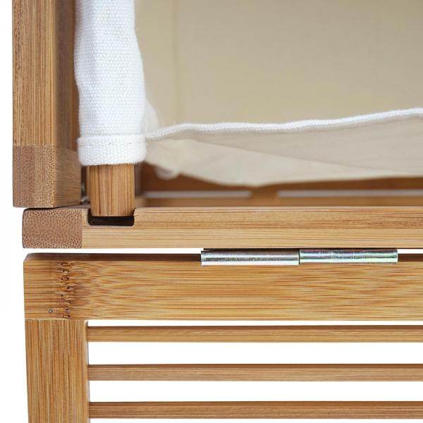Wäschetruhe HWC-B18, Wäschebox Wäschekorb Wäschesammler, Bambus 61x50x35cm - Palo24