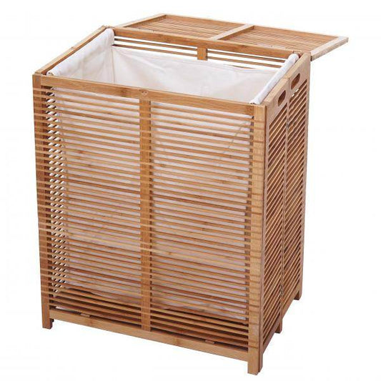 Wäschetruhe HWC-B18, Wäschebox Wäschekorb Wäschesammler, Bambus 61x50x35cm - Palo24
