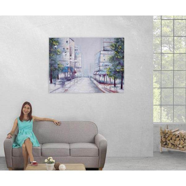 Ölgemälde Ortschaft, 100% handgemaltes Wandbild Gemälde XL, 120x90cm - Palo24