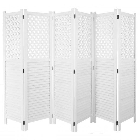 Paravent HWC-A84, Raumteiler Trennwand Sichtschutz, Ornamente 170x245cm ~ weiss - Palo24