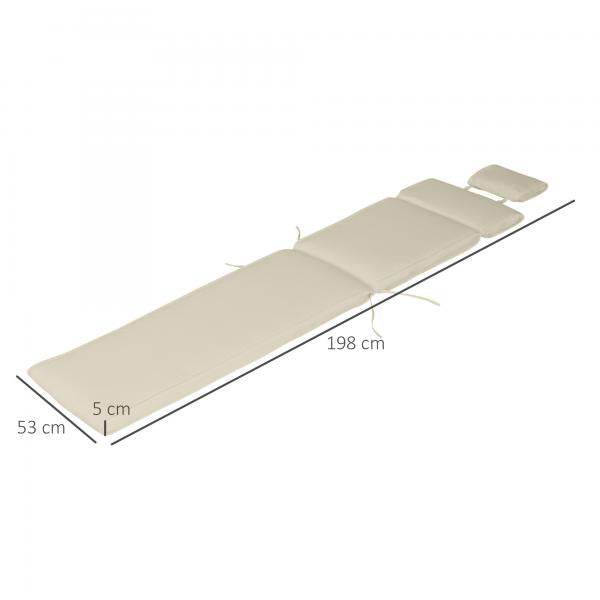 Liegenauflage Liegenpolster abnehmbar Bezug Cremeweiss 198 x 53 x 5 cm - Palo24