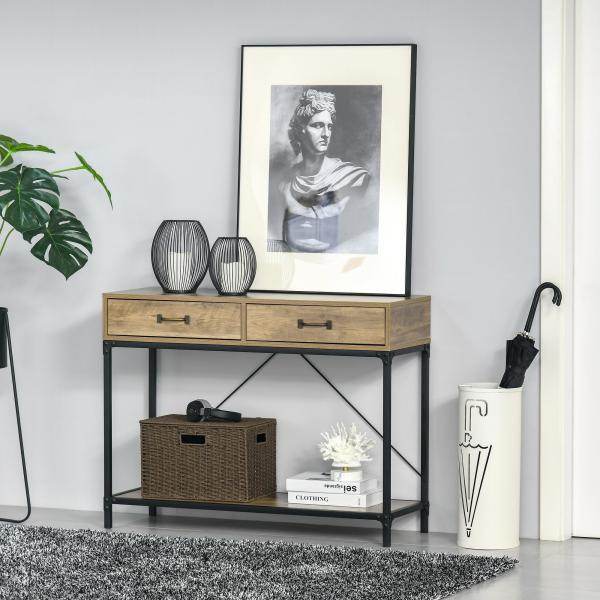 Konsolentisch Braun+Schwarz 100 cm x 35 cm x 76,5 cm - Palo24