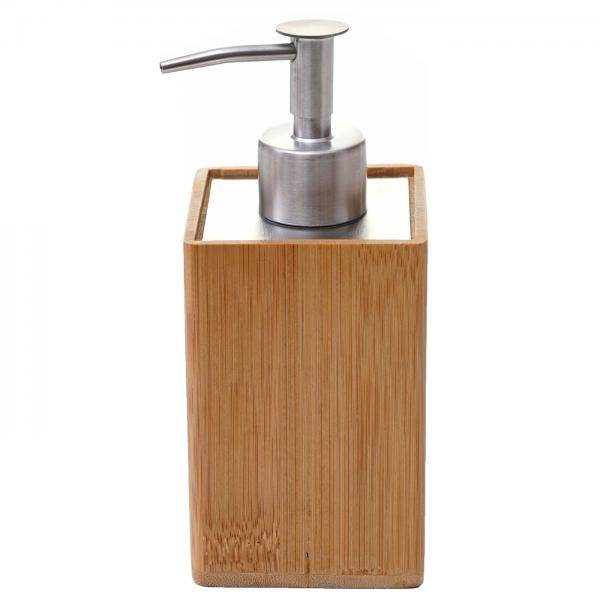 4-teiliges Badset HWC-B85, Badezimmerset Badaccessoires Seifenspender Zahnbürstenhalter, Bambus - Palo24