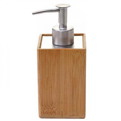 4-teiliges Badset HWC-B85, Badezimmerset Badaccessoires Seifenspender Zahnbürstenhalter, Bambus - Palo24