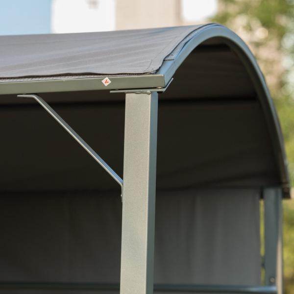 Grillpavillon BBQ-Pavillon mit 2 Ablagen Flammschutzdach Polyester Schwarz - Palo24
