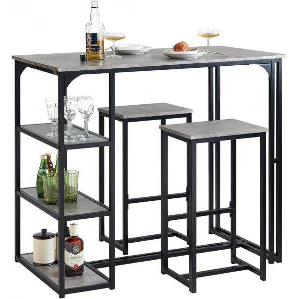 Bartisch Mit 2 Stühlen | Bartisch Set | 3-Teilig | Esstisch | Hellgrau - Palo24