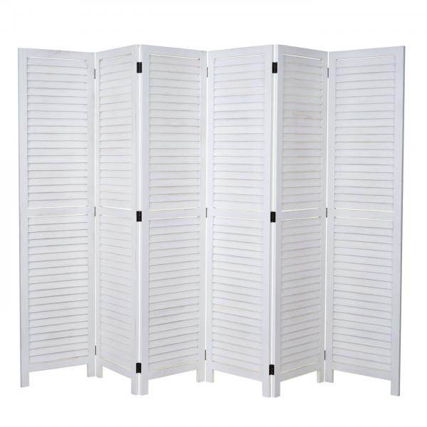 Paravent Raumteiler Trennwand Sichtschutz Shabby-Look Vintage, 170x243cm weiss - Palo24