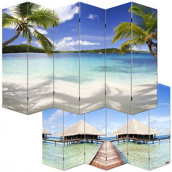Paravent Raumteiler Trennwand M68 FSC-zertifiziert 180x240cm, Strand - Palo24