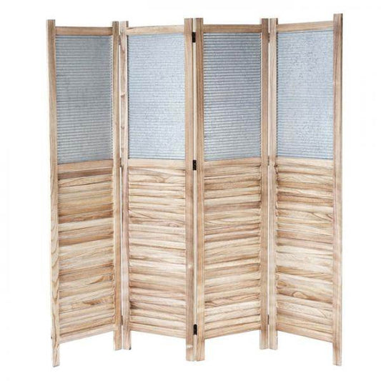 Paravent HWC-D27, Raumteiler Trennwand spanische Wand Sichtschutz, Holz Metall 170x160x2cm - Palo24