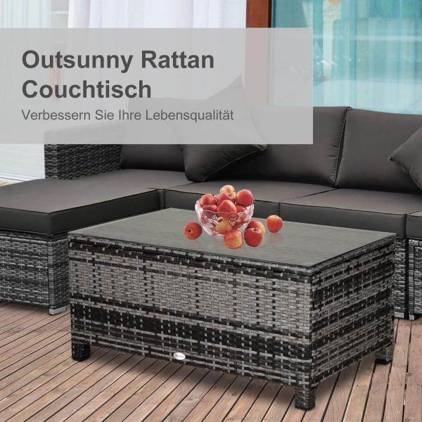 Beistelltisch Gartentisch Balkontisch Polyrattan Grau - Palo24
