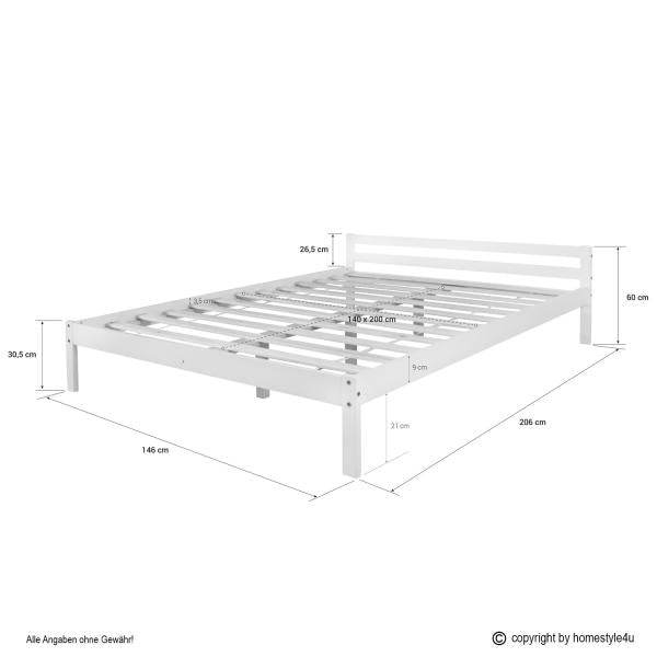 Doppelbett 140x200 natur Holzbett - Palo24