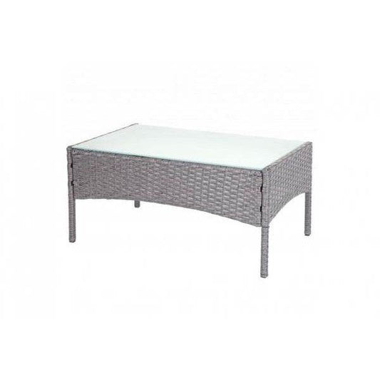 Poly-Rattan Gartentisch Halden, Beistelltisch Tisch mit Glasplatte ~ grau - Palo24