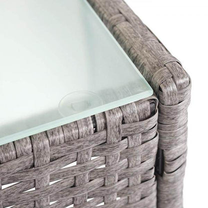 Poly-Rattan Gartentisch Halden, Beistelltisch Tisch mit Glasplatte ~ grau - Palo24