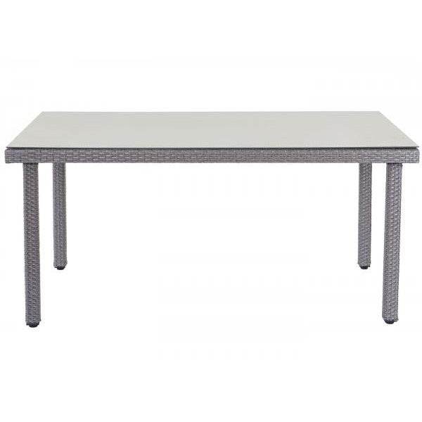 Poly-Rattan Gartentisch Cava, Esstisch Tisch mit Glasplatte, 160x90x74cm ~ grau - Palo24