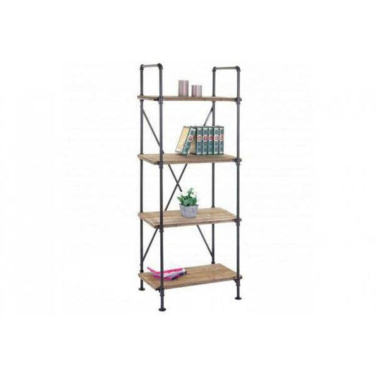 Standregal Bücherregal Wohnregal Ablageregal, Industriedesign 4 Ebenen Holz Metall - Palo24