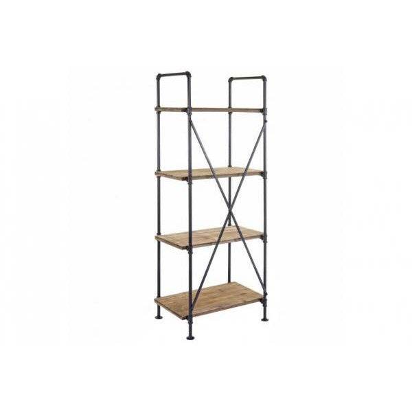 Standregal Bücherregal Wohnregal Ablageregal, Industriedesign 4 Ebenen Holz Metall - Palo24