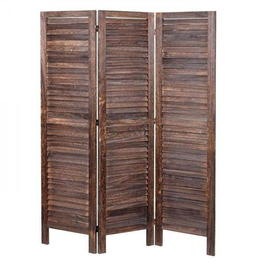 Paravent HWC-G30, Trennwand Sichtschutz Raumteiler, Shabby-Look 170x120cm ~ braun - Palo24