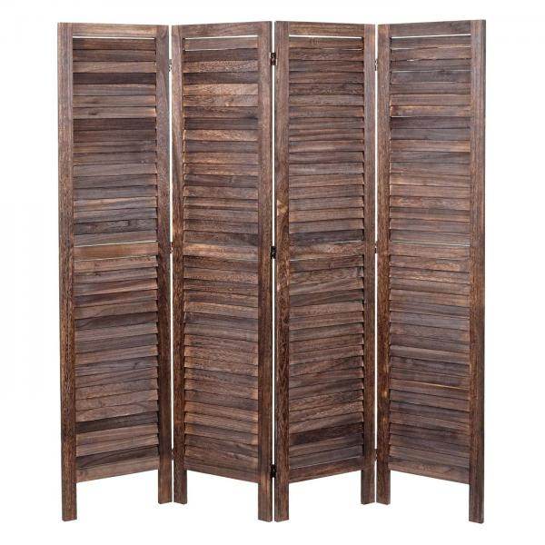 Paravent HWC-G30, Trennwand Sichtschutz Raumteiler, Shabby-Look 170x162cm ~ braun - Palo24
