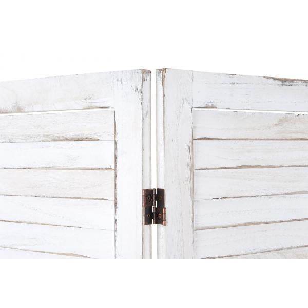 Paravent HWC-G30, Trennwand Sichtschutz Raumteiler, Shabby-Look 170x240cm ~ weiß - Palo24