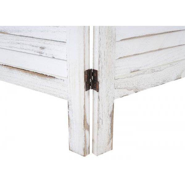 Paravent HWC-G30, Trennwand Sichtschutz Raumteiler, Shabby-Look 170x200cm ~ weiß - Palo24