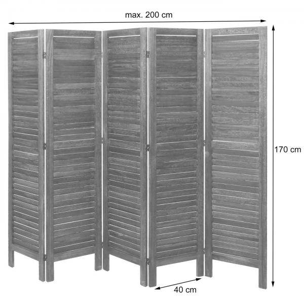 Paravent HWC-G30, Trennwand Sichtschutz Raumteiler, Shabby-Look 170x200cm ~ braun - Palo24