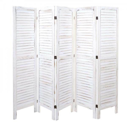 Paravent HWC-G30, Trennwand Sichtschutz Raumteiler, Shabby-Look 170x200cm ~ weiß - Palo24