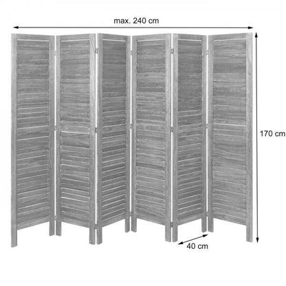 Paravent HWC-G30, Trennwand Sichtschutz Raumteiler, Shabby-Look 170x240cm ~ weiß - Palo24